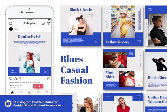 Download Blues Minimalist Fashion Instagram Post - Fashion instagram post Collection