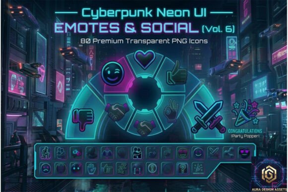 Download Cyberpunk Neon UI — EMOTES &amp; SOCIAL Vol. - Premium Resources